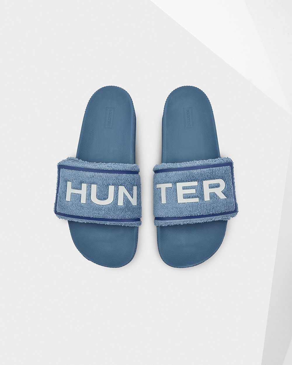 Slippers Heren - Hunter Original Terry Towelling Logo Adjustable - Blauw - 05GTCDSRF